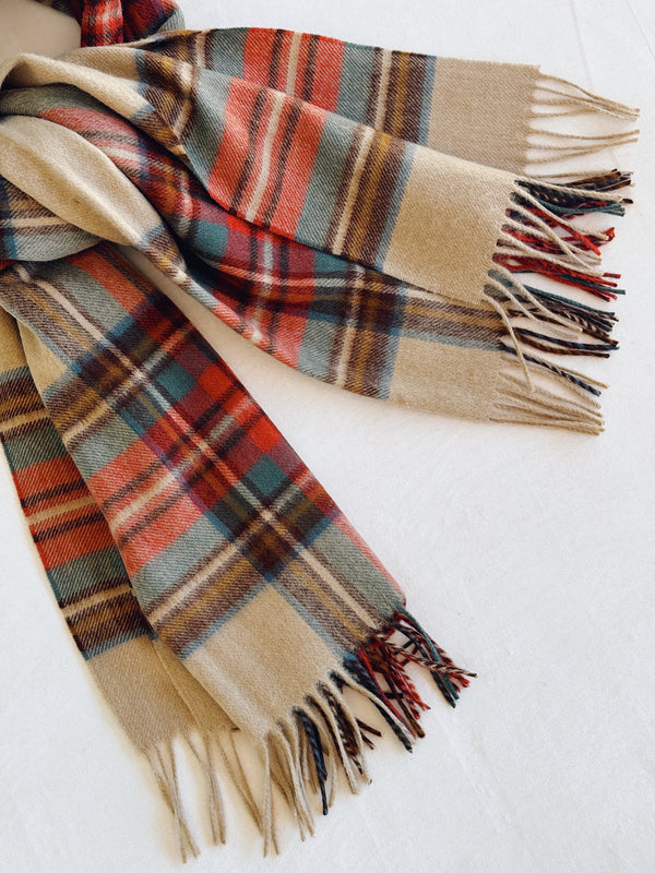 Merino Oversized Scarf, Red Tartan