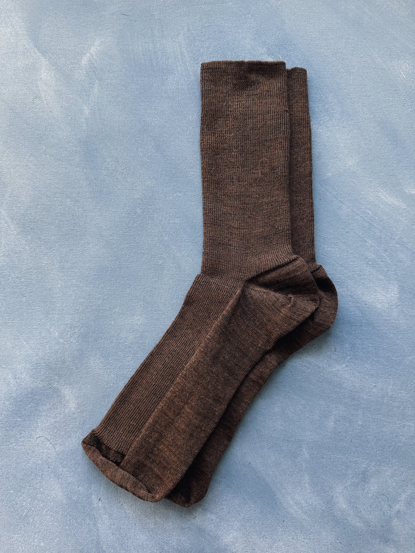 Wool Trouser Socks, Chocolate