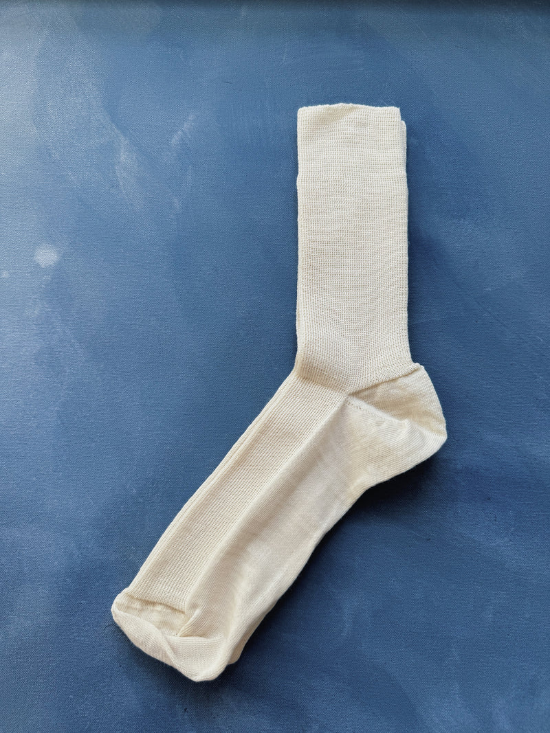 Wool Trouser Socks, Ecru