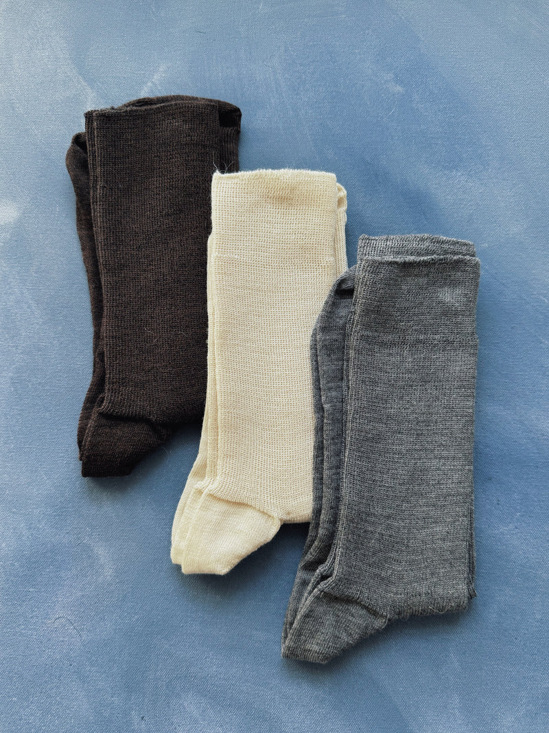 Wool Trouser Socks, Ecru