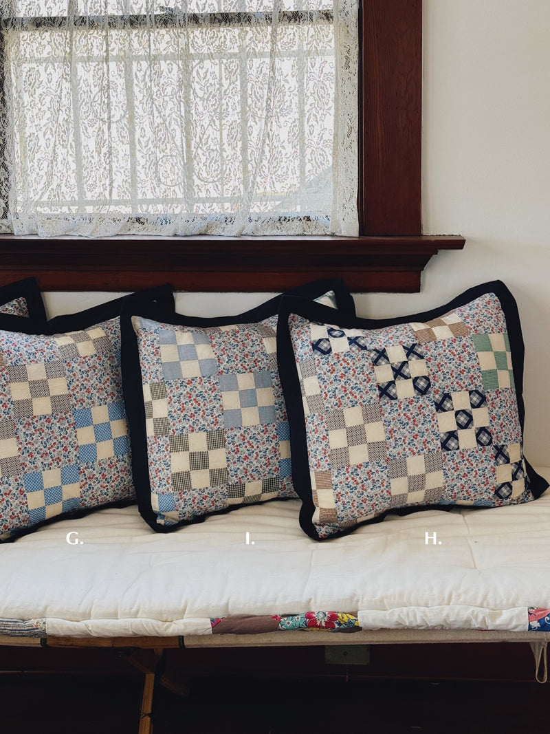 Patchwork Quilt Pillow Sham, Navy Blue Flat